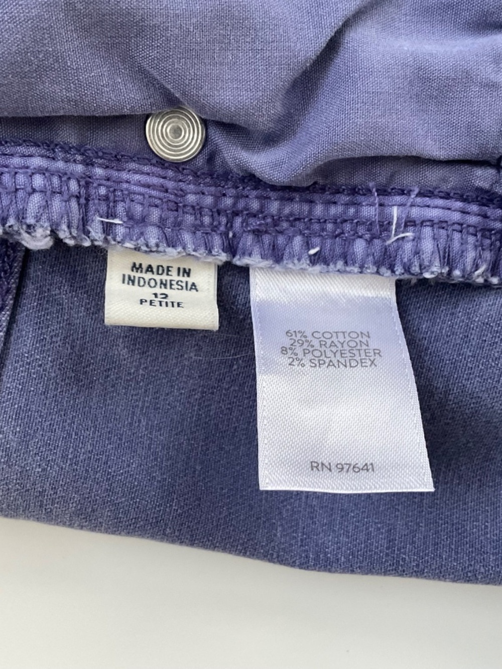 J Jill  Denim Wide Leg Crop Pants Sz 12P Purple Boho Casual Everyday Comfort - Picture 11 of 12